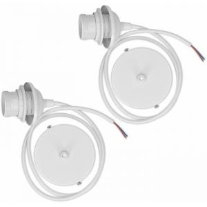 2x c&acirc;ble &eacute;lectrique pour lampe - C&acirc;ble avec douille Blanc E27 et bague de fixation - Monture de suspension pour luminaire plafond