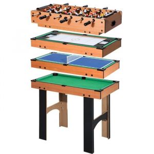 Table multi-jeux 4 en 1 baby-foot hockey tennis billard  Table de jeu multifonctionnelle 87x43x73cm pour famille