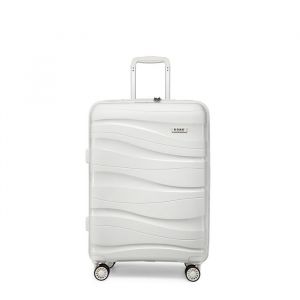 Kono Valise Grande 76cm Rigide Polypropylène Valise de Voyage à 4 Roulettes Pivotantes et Serrure TSA 100L Valise de Chariot Blanc