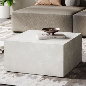FineBuy Table Basse MONOBLOC Aspect Pierre Sable Table de Salon Moderne Cube [60 cm]