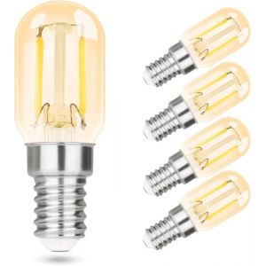 Homefire Lot de 4 Ampoules LED E14 - 2W T22 Vintage 6000K blanc froid Ampoules en verre Edison Filament Light Bulbs