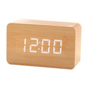 Horloge Numérique en Bois - Réveil à LED Multifonctions avec Affichage De Lheure-De La Date pour Le Voyage à Domicile