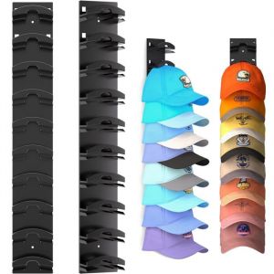 Lot de 2 porte Casquette Range Casquette Mural Avec Adh&eacute;sif Puissant Pouvant Contenir Jusqu&agrave; 20 Chapeaux