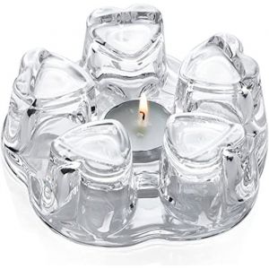 Th&eacute;i&egrave;re en verre cristallin chauffe-th&eacute;i&egrave;re Th&eacute;i&egrave;re en forme de coeur Chauffe-th&eacute;i&egrave;re Base Bougeoir