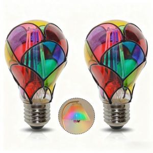 2 pi&egrave;ces Ampoules LED E27 Vintage Ampoule Peinte &agrave; La Main 3000K Blanc Chaud 230 V 540lm Pour Lampe de Table