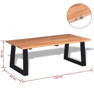 Table basse - OVONNI - Bois dacacia massif - Style scandinave - Marron et noir