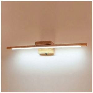 Applique murale salle de bain LED &eacute;tanche IP44 &ndash; Lampe miroir en bois 60cm &ndash; &Eacute;clairage 3000K pour coiffeuse et vanit&eacute;