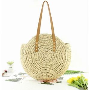 Sac à bandoulière - Local - Sac rond en rotin - Beige - Fait main - Paille naturelle