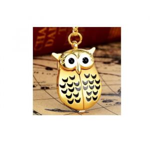 Montre-pendentif - Chouette Hibou - Doré - Métal - 75 cm de chaîne