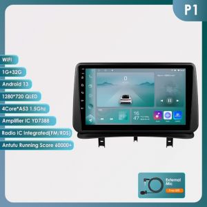 Autoradio Autoradio pour Renault Clio 3 2005 2006 2007-2014 lecteur multim&eacute;dia sans fil CarPlay Android Auto st&eacute;r&eacute;o GPS 4G