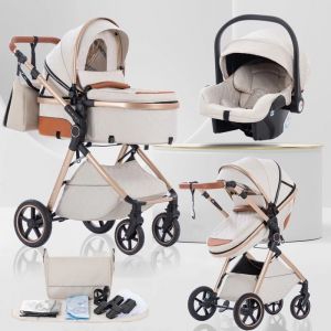 BAZARLAND30.Poussette 3 en 1 B&eacute;b&eacute; Combin&eacute;e Si&egrave;ge-Auto Nacelle Trio R&eacute;versible.nouveau mod&eacute;le. BLANC CASSE