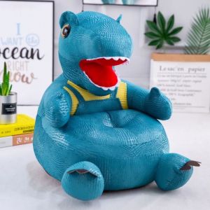 Canap&eacute; Enfant Fauteuil Confortable Dinosaure Bleu pour Gar&ccedil;on Fille B&eacute;b&eacute; Chaise Coussin de Sol Chambre denfant Peluche Animal 55CM