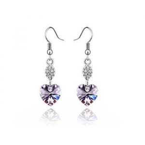 LCC®Boucles doreilles élégantes pendantes cœur de locéan Argent  cristal violet claire swarovski Autrichien diamants Rhinestone