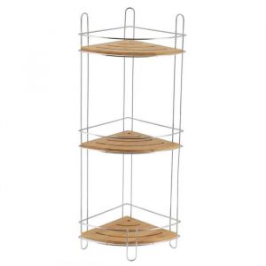 Etagere Dangle Fil Metal/bambou 3 Niveaux - Chrome/bambou - TENDANCE