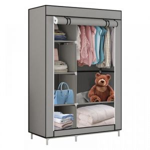 MIPAN Penderie Souple Armoire &agrave; V&ecirc;tements pour Chambre Couloir Dressing  Gris