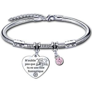 Cadeau Fille BraceletN’oublie pas que tu es une fille FantastiqueInspirantes Bracelet Charms Bracelet FilleIdée Cadeau argent