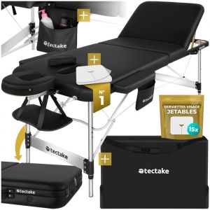 Table de massage - TECTAKE - Table de soin pliante 3 zones réglable en hauteur 70 cm de largeur - Noir