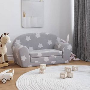 BEAU Fauteuil B&eacute;b&eacute; Enfant/Canap&eacute;-lit enfant 2 places - Gris clair - &eacute;toiles peluche douce84 x 90 x 45cm mode926250