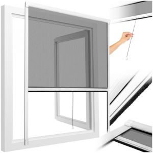 MOUSTIQUAIRE DE PORTE - TECTAKE - Moustiquaire de Fenêtre enroulable et ajustable en Aluminium 90 cm x 5 cm x 160 cm - Gris