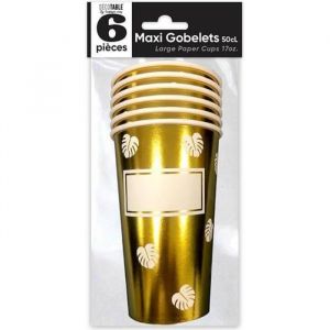 Gobelet - REF/APGFOR - 50cl - Personnalisable - Or m&eacute;tallis&eacute; - Paquet de 6