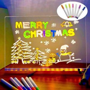 Tablette Lumineuse pour Dessin Enfants LED Tableau Acrylique Effa&ccedil;able avec 7 Couleurs Stylo et Support R&eacute;glable Cadeau No&euml;l