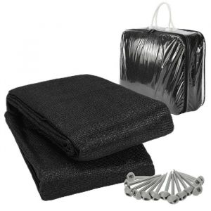 Daromigo Tapis de tente respirant 300x600CM tapis de sol camping ext&eacute;rieur pour auvent et caravane Noir ARCEAU