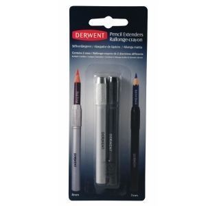 Rallonge-crayons Derwent - Lot de 2 - Diam&egrave;tre 7mm et 8mm - Noir Argent - M&eacute;tal