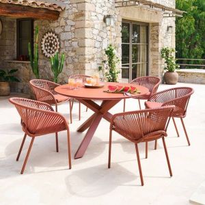 Table de jardin 6 places Oryon D130cm acajou - Hesp&eacute;ride