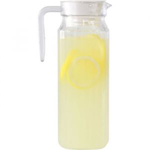 ®RisingFF Pichet carré en plastique avec couvercle pour réfrigérateur - Carafe de 11 litre