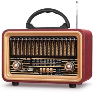 Poste Radio Vintage PRUNUS J-170 Radio Vintage Retro AM/FM/SW Radio Portable Rechargeable avec Batterie 1800mAh Radio Bluetooth