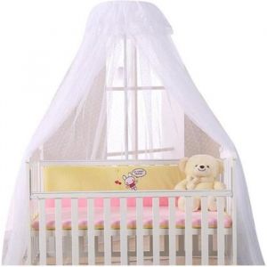 Grand Ciel de Lit avec Support Moustiquaire pour lit B&eacute;b&eacute; Protecteur Lit Contre Insectes Araign&eacute;es Moustiques avec Poteau Blanc