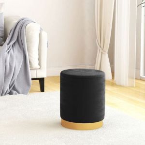 SOLDES dAutomneTabouret de rangement - Petit Banc Salon pour chambre - rond Noir Velours 31 x 37 cm - 31x37cm 628
