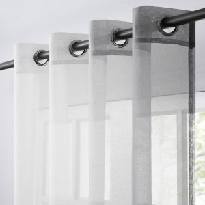 Topfinel Rideau Voilage Court Fenetre de Salon 140x160cm Gris Blanc Voilages Int&eacute;rieur Lot de 2 D&eacute;coration Chambre Enfant Fille