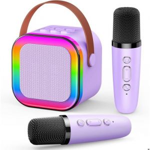 Micro Enfant pour Chanter avec lumi&egrave;re LED et Haut-Parleur Int&eacute;gr&eacute; avec 2 Micro sans fil Karaok&eacute; Cadeaux danniversaire