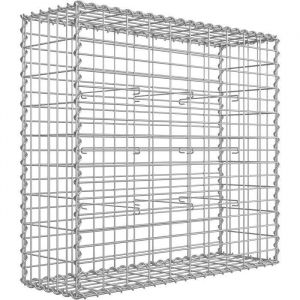 Gabion pierre 100 &times; 90 &times; 30 cm Colonne Banc de jardin mur en pierre galvanis&eacute; GGB193 SONGMICS