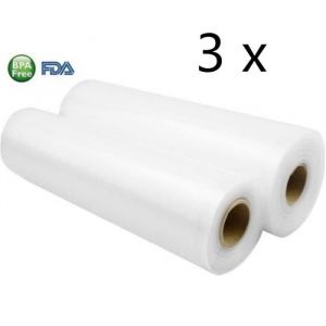 3 Rouleaux Sous Vide Gaufrés pour Machine Mise Sous Vide 20 cm X 5 mètres Sans BPA Sécurité Sac Rouleau de Film Sous Vide
