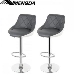 Lot de 2 Chaise bar Moderne en PU cuir-MENGDA-Tabouret de bar-Jusqu&agrave; 120kg-Pour bar restaurant-Gris devant et blanc derri&egrave;re