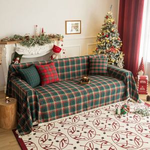 QELUS Housse de Canap&eacute; de No&euml;l Plaid Couverture de Canap&eacute; avec pampille Housse rectangulaire Couverture souple (Vert 180x300cm)