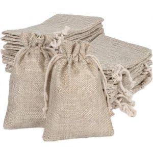 Sac Jute Petite Pochette TissuPochette Lin 50PCSSac De Toile De Jute Pochon Dragees Mariage Petit Sachet Cadeau Pochette Bijoux