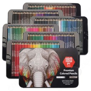 Crayons de couleur 180 couleurs 31x205x65cm crayons de couleur &agrave; base dhuile bo&icirc;te en fer sv anti-effraction colore crayons