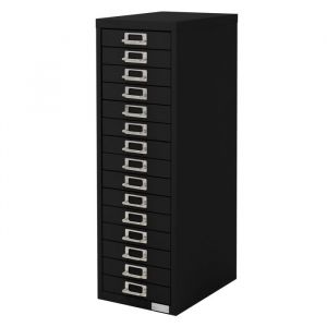 ML-Design Armoire à Dossiers avec 15 Tiroirs et Porte-Étiquette 28x38x87 cm Noire en Acier Classeur pour Documents Format A4 Bureau