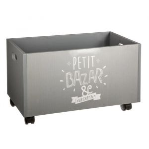 Coffre &agrave; Jouets &agrave; Roulettes Petit Bazar 48cm Gris