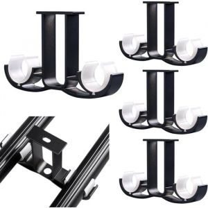 4 Pièces Support de Tringle à Rideau en Aluminium Mural Double Tringle a Rideaux Plafond Barre a Rideaux en Alliage