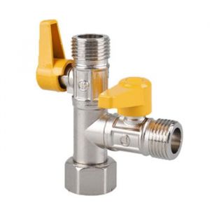 Vanne 3 Voies Laiton G1/2 Raccord T Douche/WC Cuisine/Salle de Bain Robinet Darr&ecirc;t