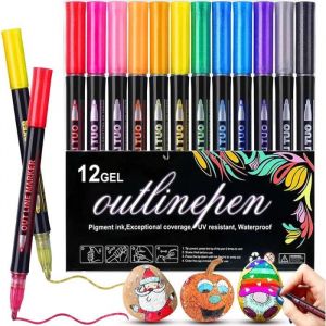 Stylo Paillette - Marque - 12 Feutres Paillettes Magiques - Pointe en coton - Enfant - Fille