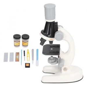 SURENHAP microscope &agrave; LED pour enfants Kit de microscope pour enfants LED 1200x microscope avec sp&eacute;cimen diaposentes jeux Blanc