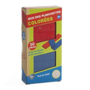 Be Toys - Jeu de construction en bois - 50 Planchettes color&eacute;es