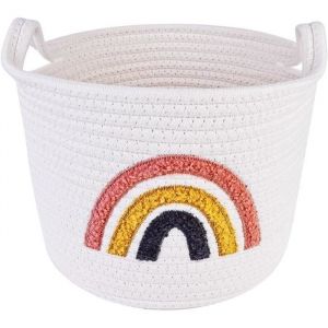 Panier de rangement en corde de cotonpanier tress&eacute; arc-en-ciel panier &agrave; linge tress&eacute; panier de rangement tress&eacute; pour serviettes