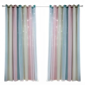 Rideaux étoiles étoiles rideaux occultants pour enfants filles chambre salon rideaux de fenêtre étoile à double couche colorés rose