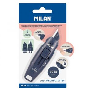 Cutter à lame en céramique - STICK - 1918 - Bleu marine - Format poche - Lame remplaçable